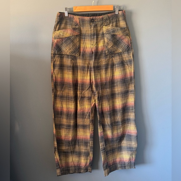 Free People Birch Plaid Pant Women's Size 6 Boho Relaxed Fit - Picture 3 of 11